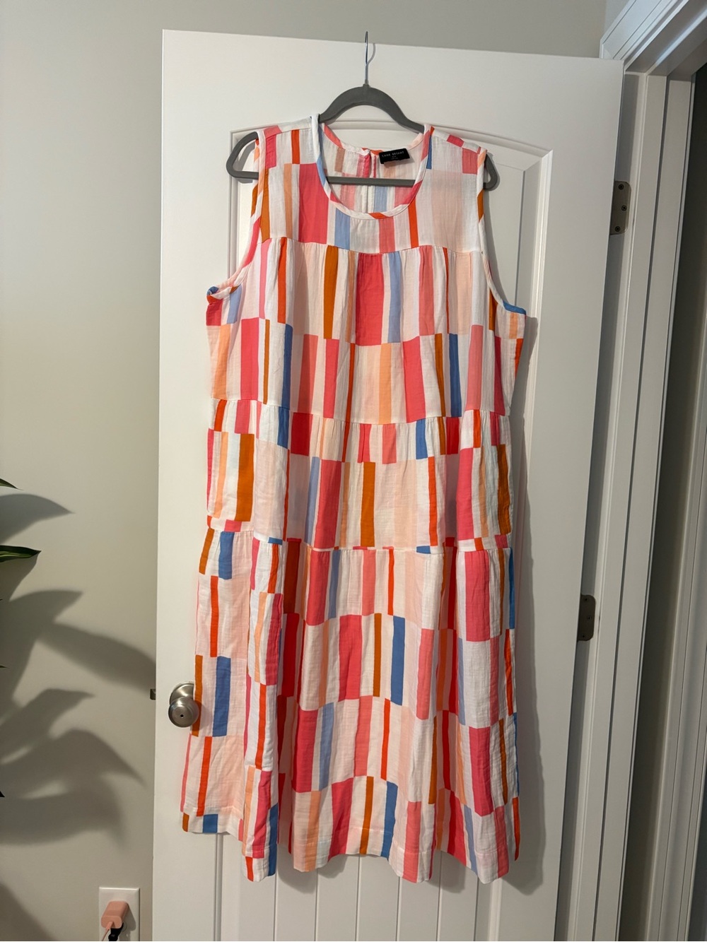 Lane Bryant White multi Striped Dress Size 22/24 100% Cotton Lightweight Beach